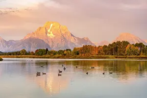 Moran: Mount Moran reflected in Snake River, morning mood