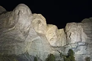 Memorial: Mount Rushmore National Memorial, at night, South