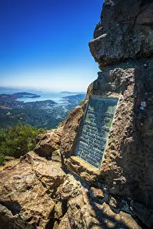 Sign: Mount Tam summit plaque and San Francisco Bay, Mount