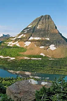 Nanny: Mountain Goat - nanny and kid lying down overlooking