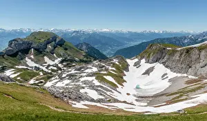 Remains: Mountain landscape with snow remains, summit Haidachstellwan