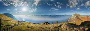 Verona: Mountain panorama with Lake Garda in the morning