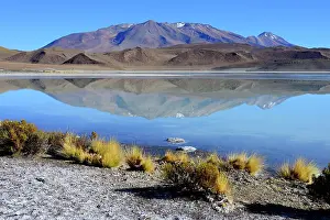 Bolivia: Mountain reflected in the Laguna Ramaditas, lagoon