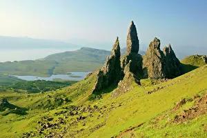 Raasay: Mountain scenery - rolling green slopes and bizarre