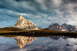 Monte: Mountain summit reflected in a lake, Monte Nuvolau
