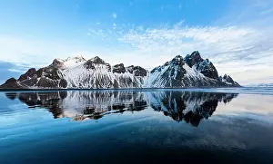 Vestrahorn: Mountain Vestrahorn with water reflection in the