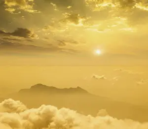 Tamil: Mountains in cloud on sunset. Tamil Nadu, India, Asia