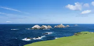 Hermaness: Muckle Flugga with lighthouse, Hermaness