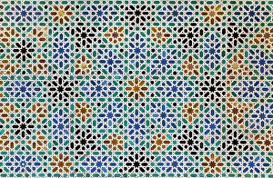 Tile: Mudejar tiles with their Moorish geometric patterns