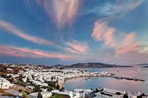 Mykonos: Mykonos Harbor at sunset, Mykonos, Greece