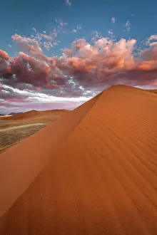 Sesriem: Namib Naukluft Park sunset with sand dune in the