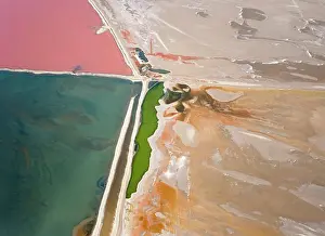 Works: Namibia - Aerial view of saline water at the salt