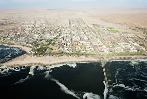 Swakopmund: Namibia - Aerial view of Swakopmund between Namib