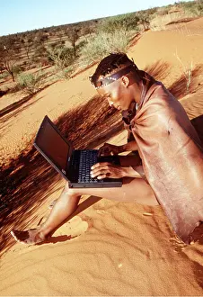 Laptop: NAMIBIA - BUSHMAN / San with laptop