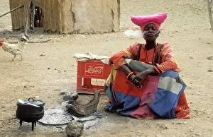 Traditionally: Namibia - traditionally dressed Herero woman at