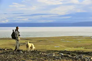 Scientists: Naturalist and his dog Stanwell Fletcher Lake Somerset Islan