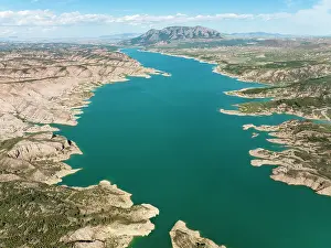 Granada: The Negrat on reservoir. Aerial view. Drone shot