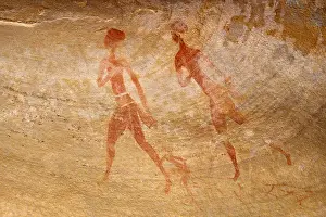 Style: Neolithic rock painting, two people, Abaniora style