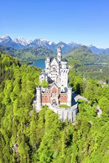 Royal: Neuschwanstein Castle Aerial View with Alps Land