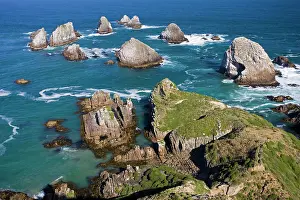 Headland: New Zealand - Headland with offshore rocks at Nugget Point