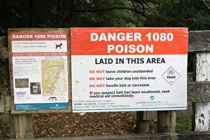 Notice: New Zealand - warning poison notice, possum control