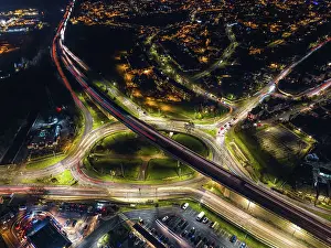 Devon: Night Top Down over Penn Inn Flyover and Roundabout