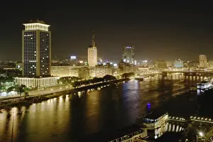 Passing: Night view of the Nile River passing through