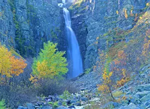 Highest: Njupeskaer waterfall - colourful decorated gorge