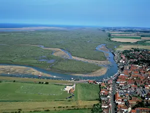 Quay: NORFOLK - Aerial of Wells-next-the-Sea. Salt marsh
