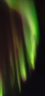 Strait: Northern lights over Angmagssalik Fjord near settlement