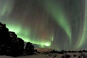 Nights: Northern Lights (Aurora borealis) over the canyons