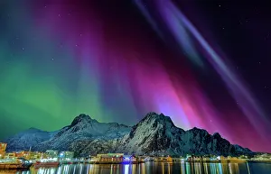 Situation: Northern lights in Svolvaer Lofoten Norway