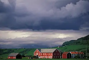 Trondheim: Norway, Orkanger, Trondheim area. Red farm