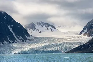 Monacobreen: Norway, Svalbard. Monacobreen Glacier, a tidewater glacier