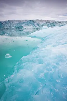 Krossfjorden: Norway, Svalbard, Spitsbergen, Blue iceberg