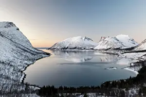 Senja: Norwegian fjord at dusk, Bergspoten, Senja, Norway