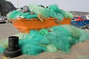 Quay: Nylon fishing nets dumped in skip on quayside