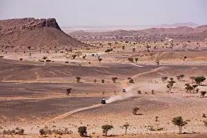 Cars: Off-road vehicle on gravel road to the high Atlas