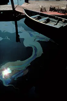 Docks: Oil slick on water