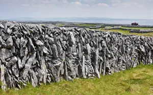 Drystone: Old limestone drystone wall on Inisheer with small
