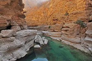 Oman: Oman, Wadi Shab, natural pool a with gravels