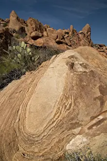 Intrusive: Onionskin weathering of igneous rock - remains of