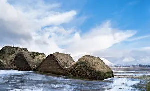 Peat: Open air museum of Glaumbaer in Winter