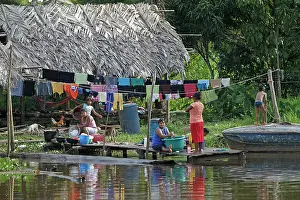 Indians: Orinoco Delta Warao Indians - washing clothes
