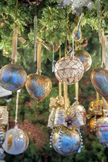 Fancy: Ornate glass Christmas ornaments at Christmas