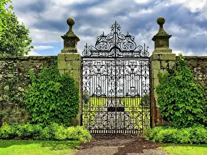 Wrought: Ornate wrought iron garden gate, Dunrobin Castle
