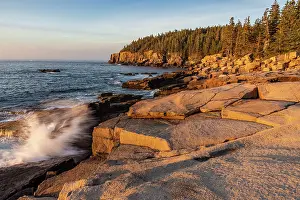 Cliffs: Otter Cliffs at sunrise in Acadia National Park, Maine, USA