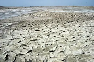 Turkmenistan: Over-dried soil with cristallized salt on its surface