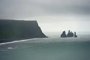 Seastack: Overview of the Reynisfjara beach near Vik, Iceland
