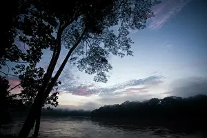Tambopata: Overview of the Tambopata River during sunset